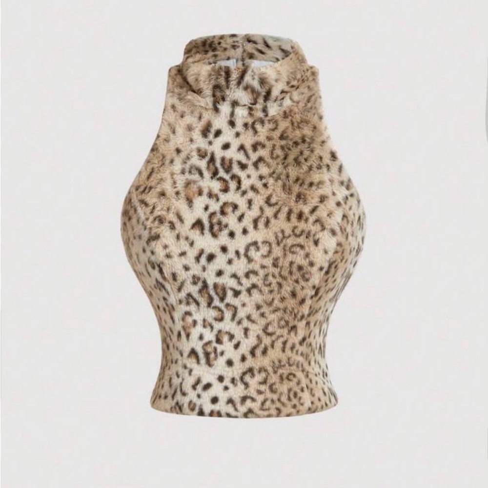 Leopard Print Halter Sleeveless Top